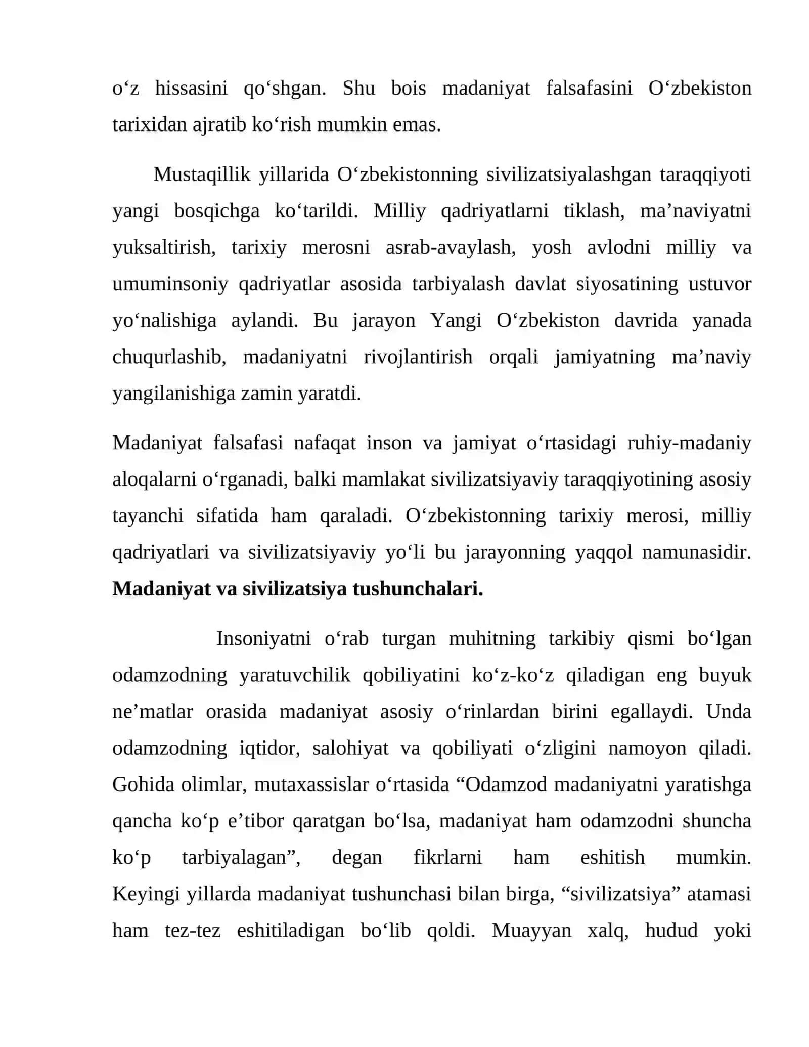 Madaniyat falsafasi. O‘zbekistonning sivilizatsiyalashgan taraqqiyoti 3