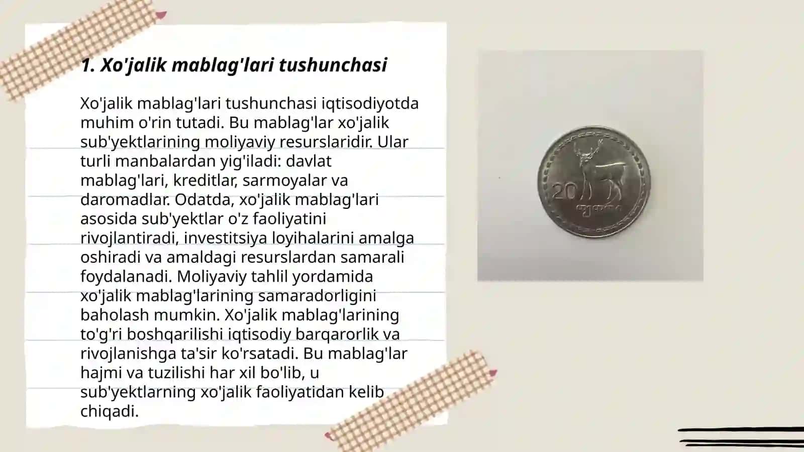 Xo'jalik mablag'lari va ularni manbalari tasnifi 3