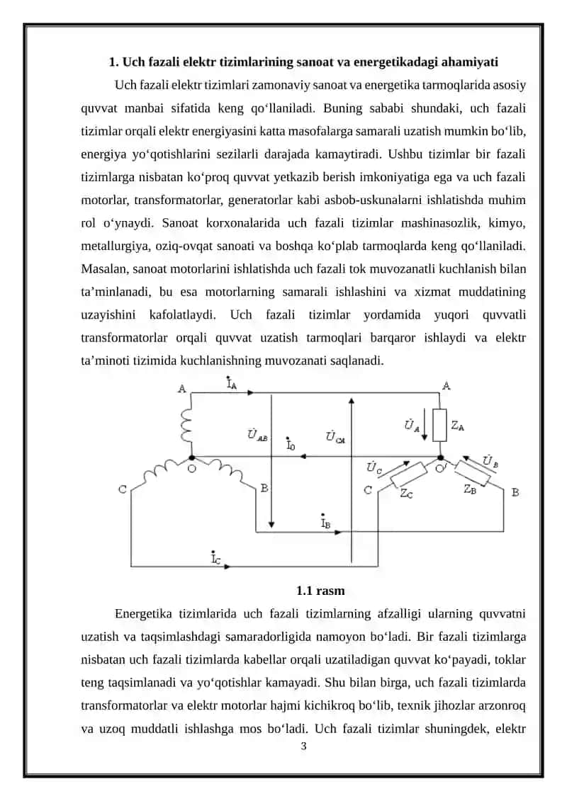 «Yulduz» sxemasida ulangan simmetrik va nosimmetrik iste'molchilarni hisoblash 3