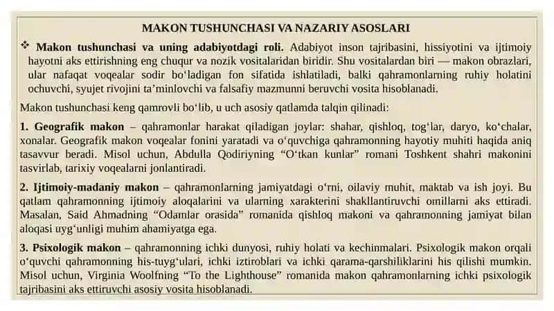 Adabiyotda makon obrazlari 3