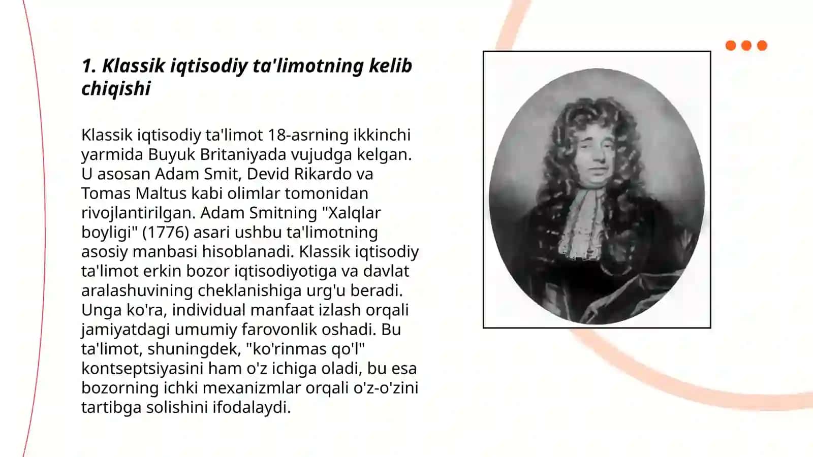 U.Petti Angliya klassik iqtisodiy taʼlimotining dastlabki vakili 3