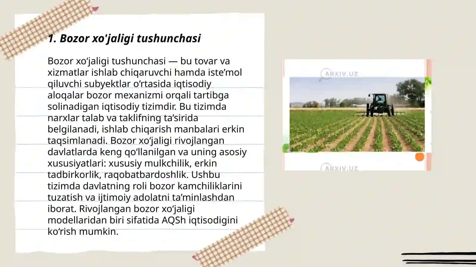 Zamonaviy bozor xo’jaligi modellari 3