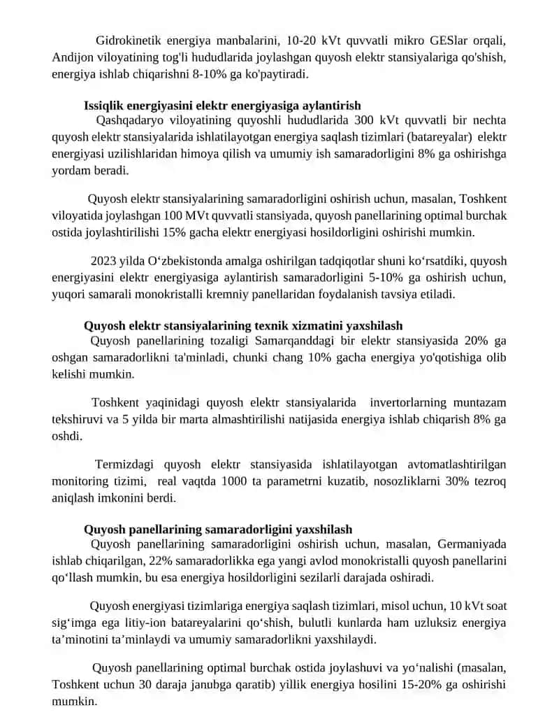 Quyosh elektr stansiyalarining quvvatini oshirish yo'llari 3