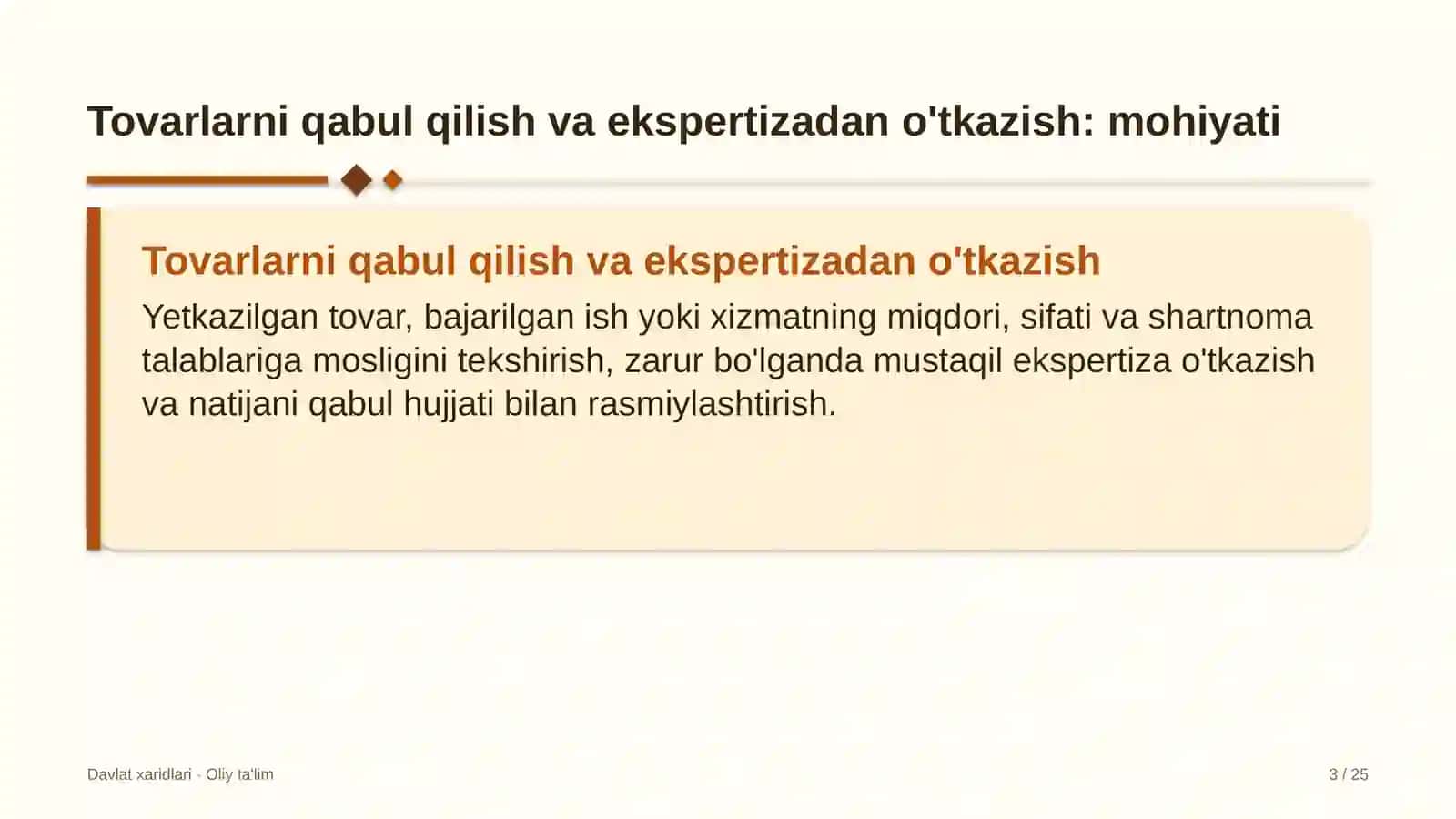 qurilish texnikasi ijarasida tovarlarni qabul qilish va ekspertizadan o'tkazish 9131 3