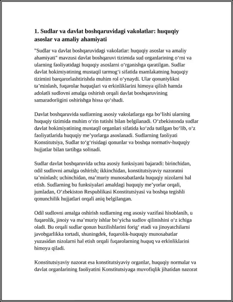 Sudlar va davlat boshqaruvidagi vakolatlar: huquqiy asoslar va amaliy ahamiyati 3