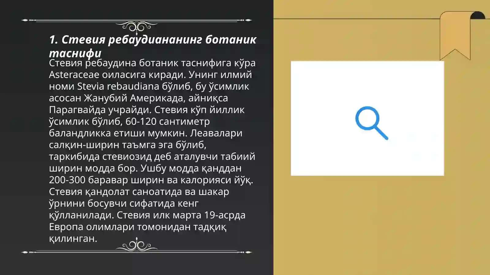 Rebaudian steviya (Стевия ребаудиана)-Steviya rebaudiana Bertonini biologik xususiyatlari va dorivorlik xususiyatlari 3