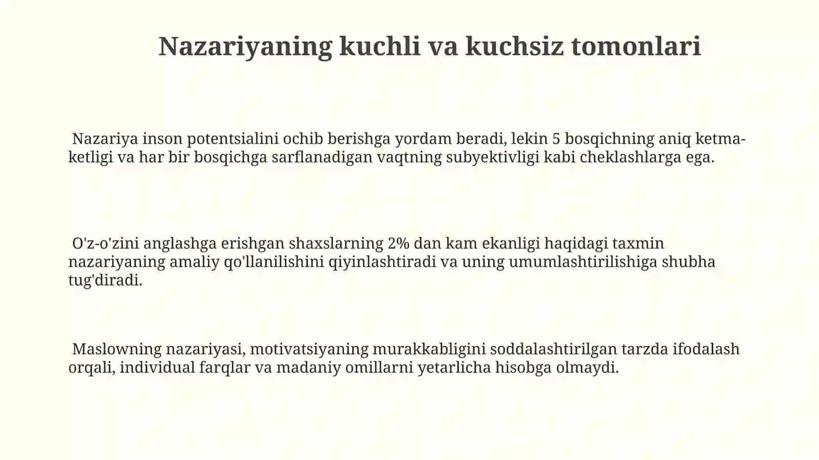 A.Maslouning ozini ozi kamol toptirish nazariyasi 3