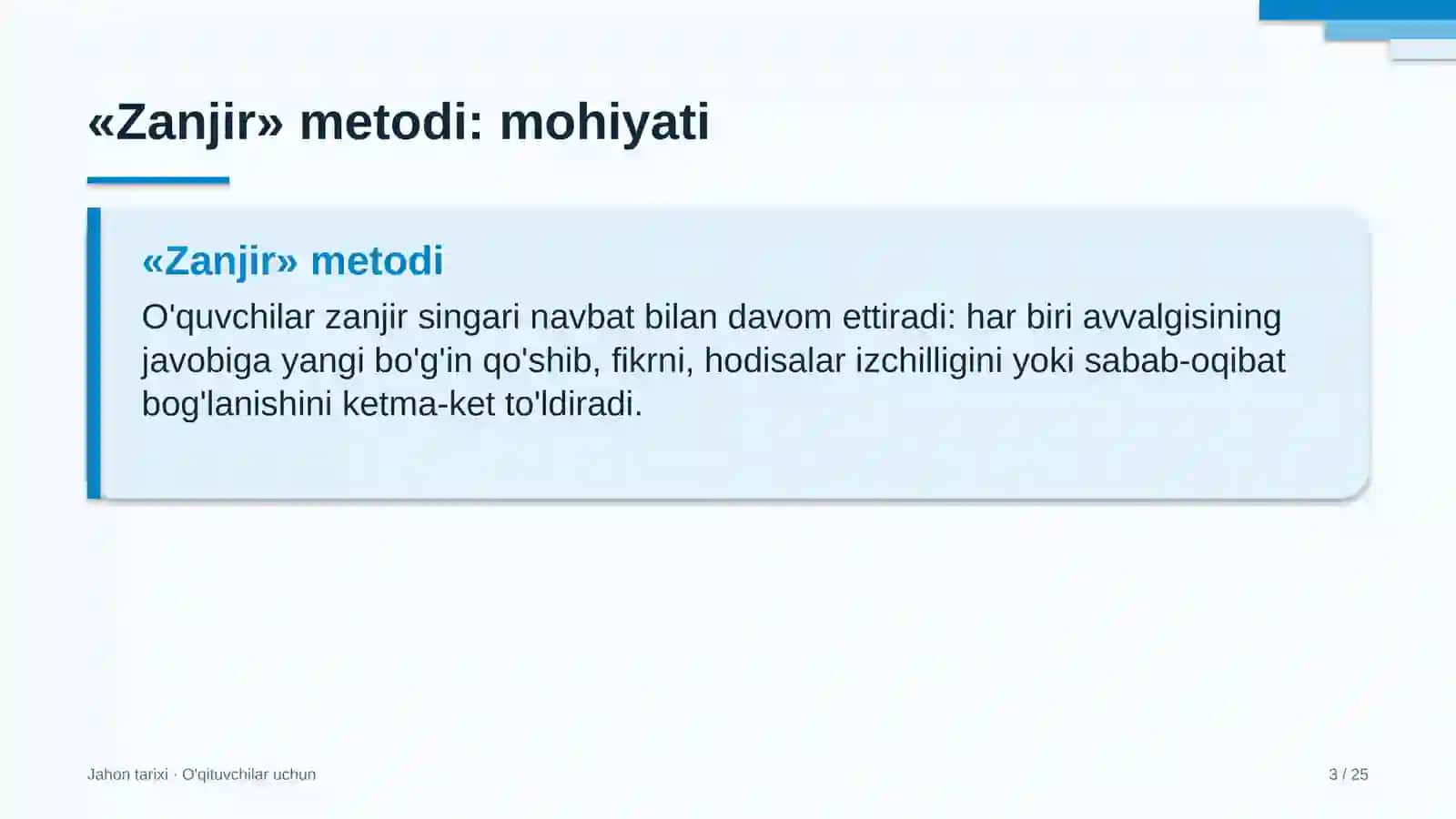 jahon tarixi darslarida zanjir metodidan foydalanish 8598 3