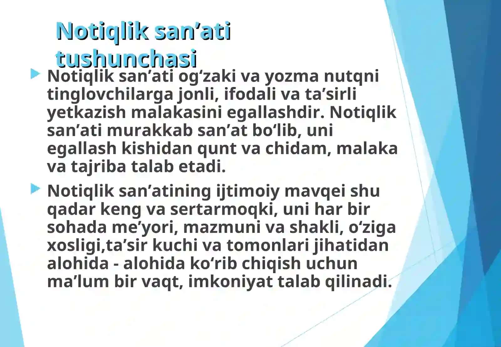 Notiqlikning ko'rinishlari 3