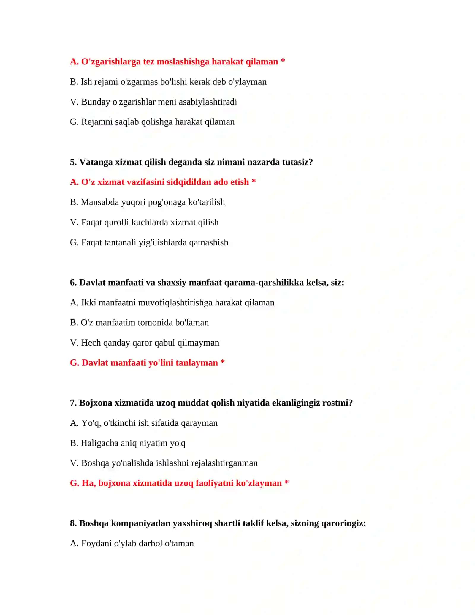 Bojxona ishi testlari 3