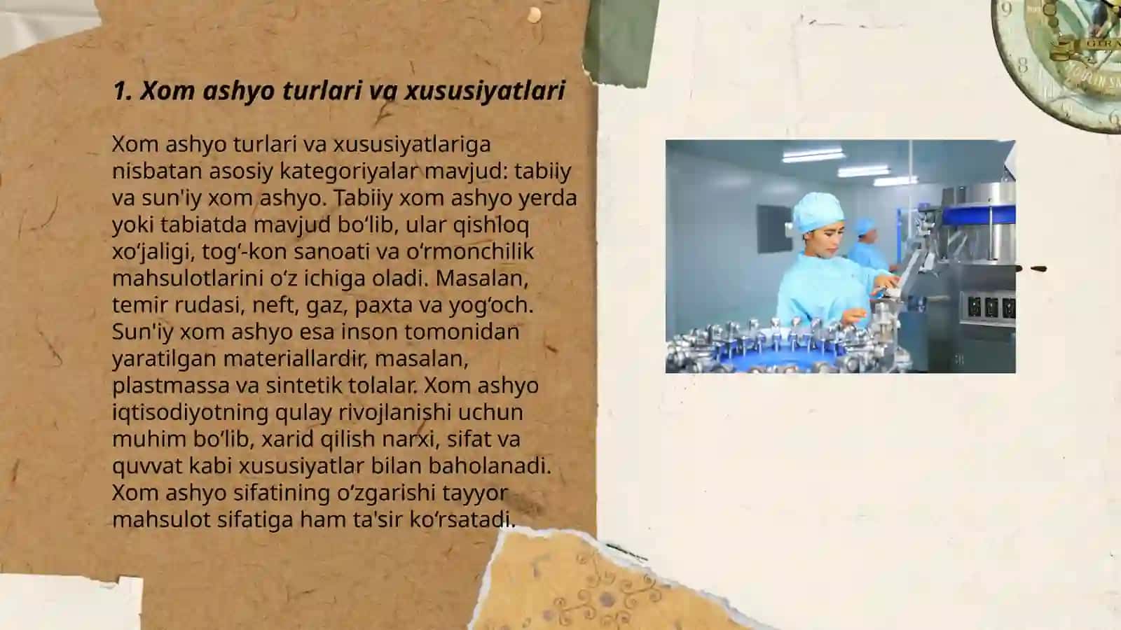 Xom ashyo, materiallar, yarim tayyor mahsulotlarni tavsiflashda maxsus fanlarni o'qitishning dasturiy vositalaridan foydalanish 3