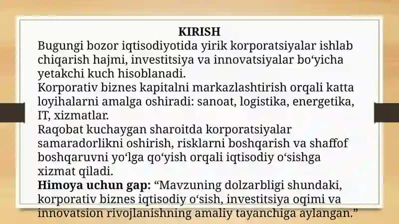 Korporativ biznesning iqtisodiy mohiyati va vazifalari 3