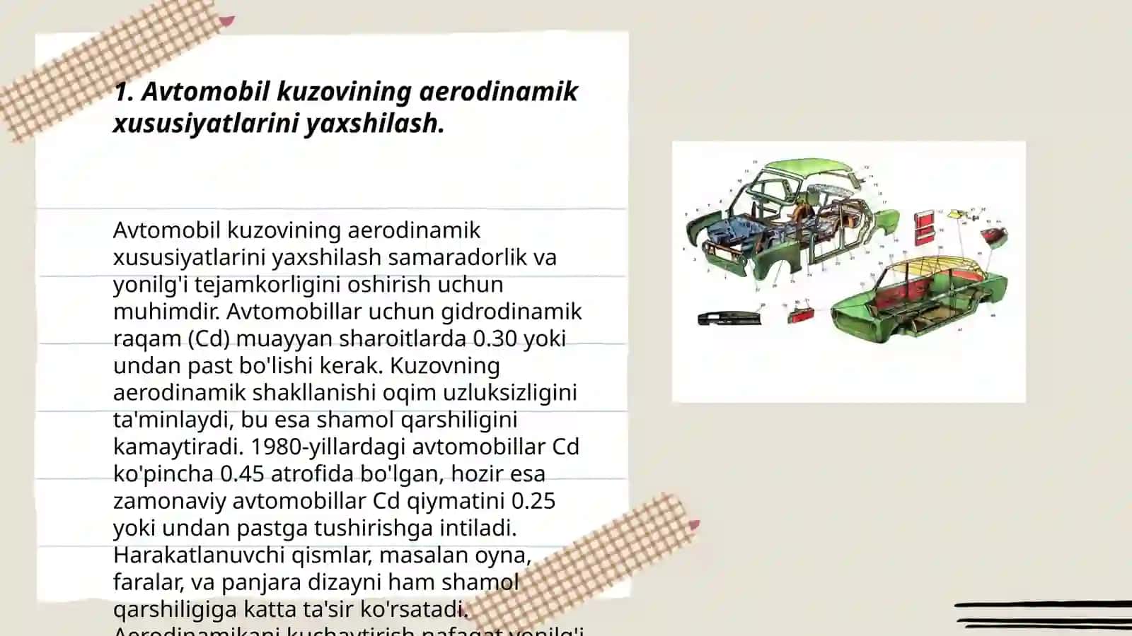 Avtomobillarning kuzovi, kabina va platformasini kórinishini rivojlanish istiqbollari 3