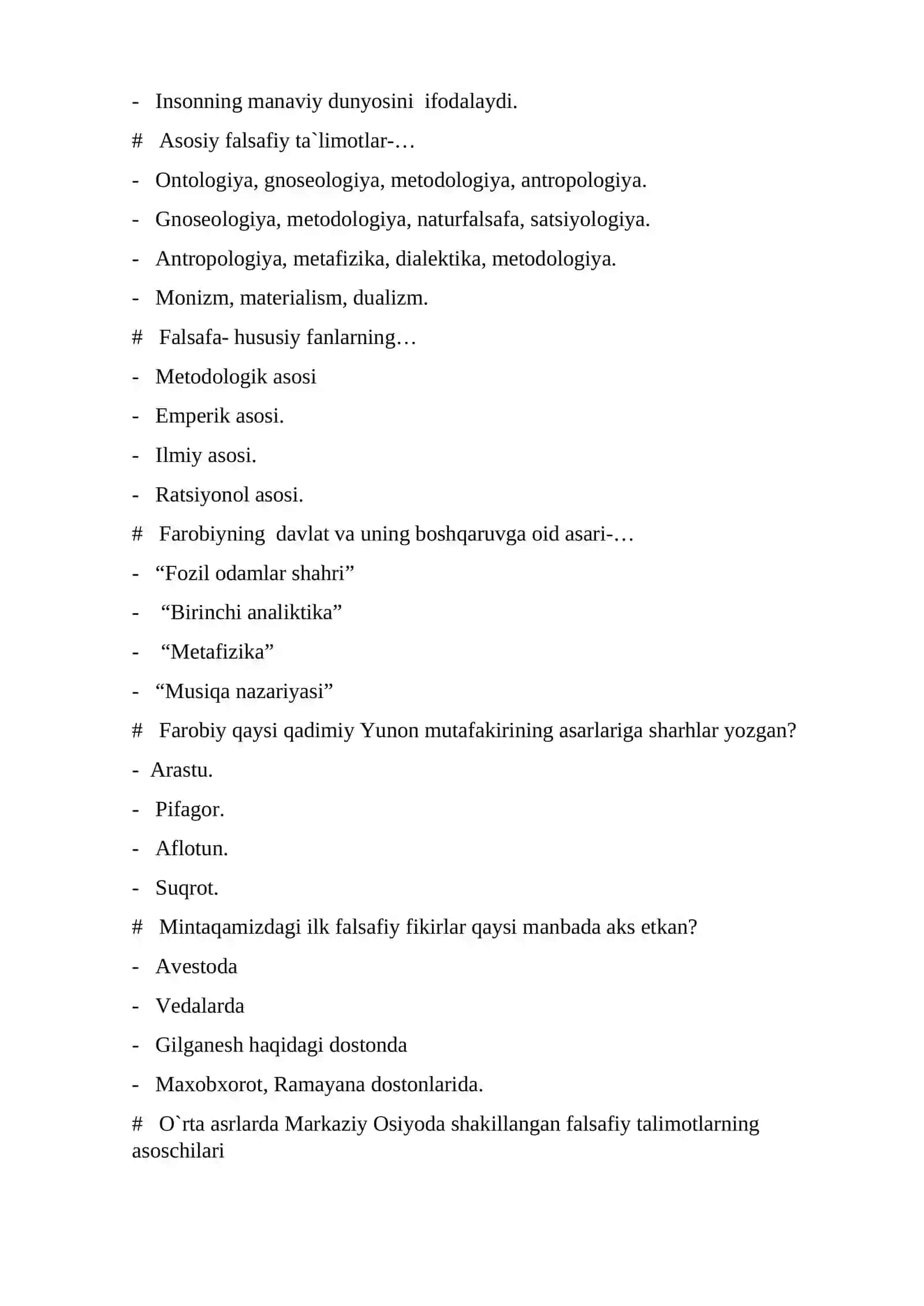FALSAFA TESTLAR 3