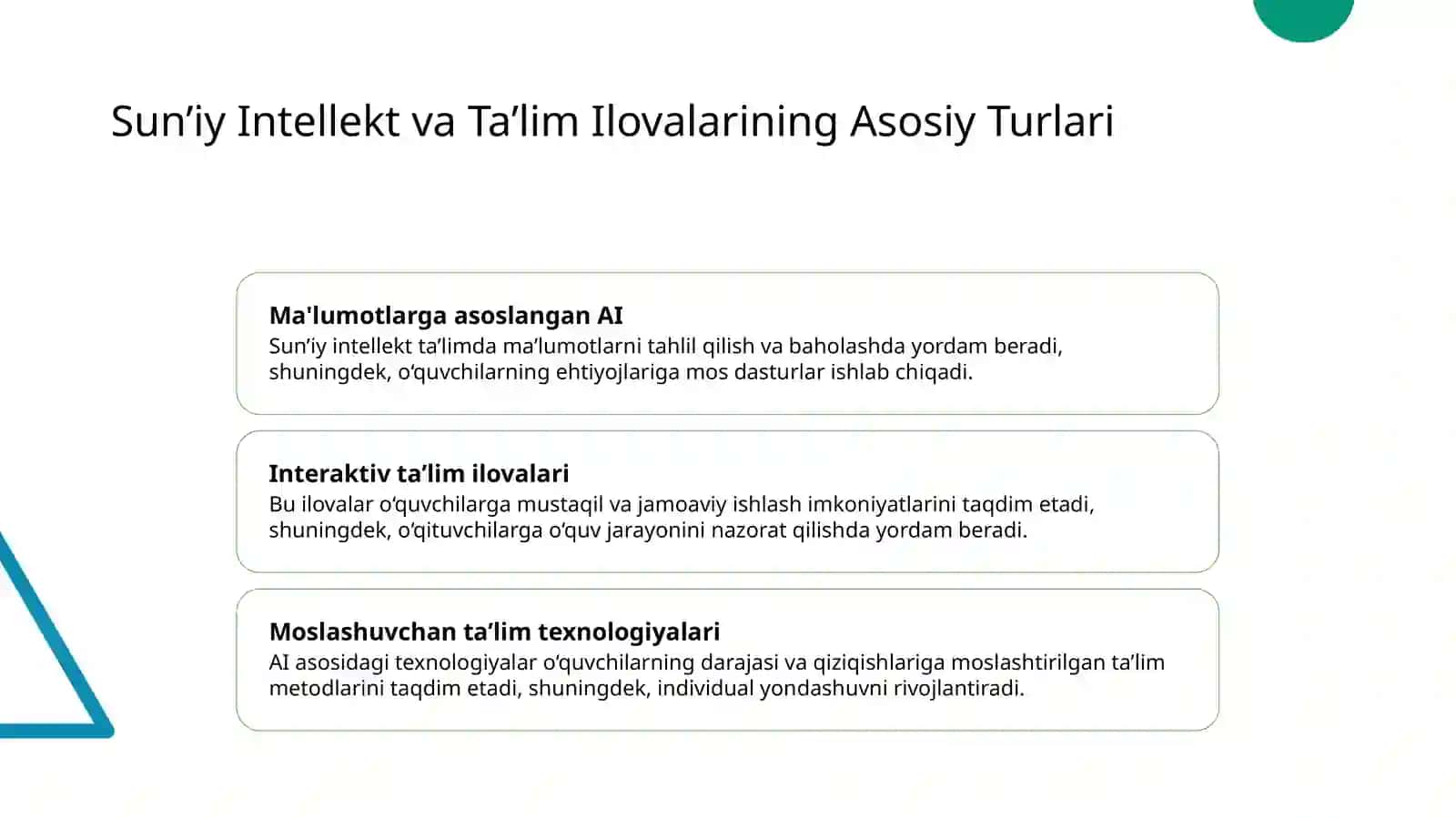 O‘QITUVCHILAR UCHUN SUN’IY INTELLEKT (SI) SAVODXONLIGI 3