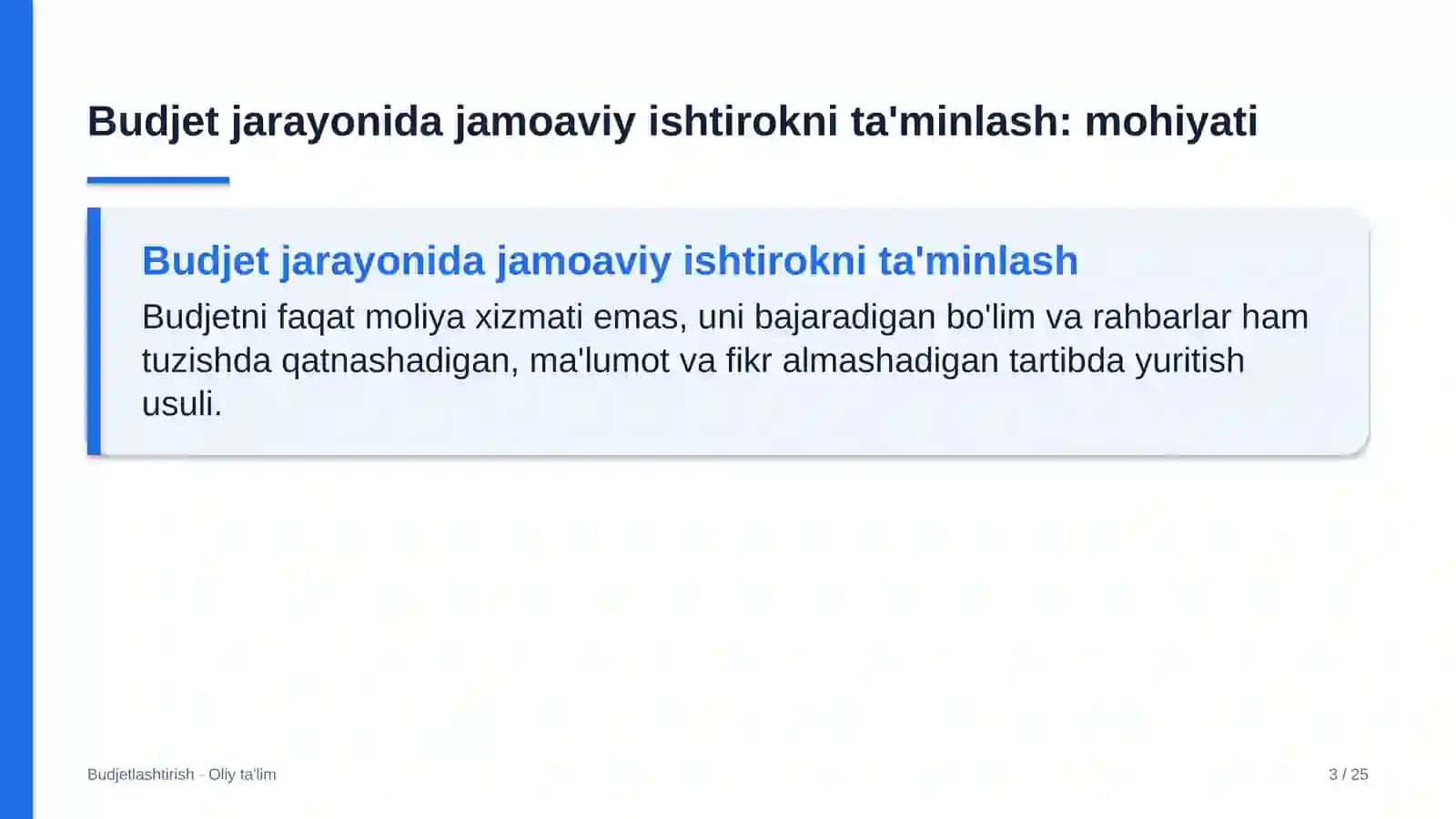 dukkakli ekinlar yetishtirishda budjet jarayonida jamoaviy ishtirokni ta'minlash 4927 3