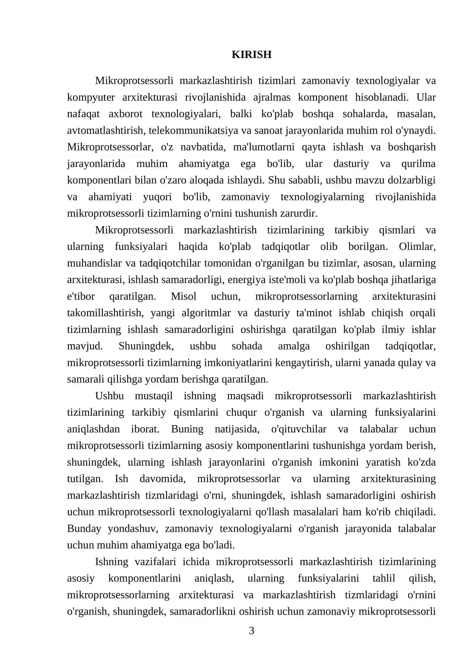 Mikroprotsessorli markazlashtirish tizimlarining tarkibiy qismi 3