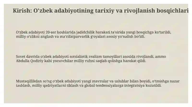 Mashhur o'zbek adiblari ijodi namunalar 3