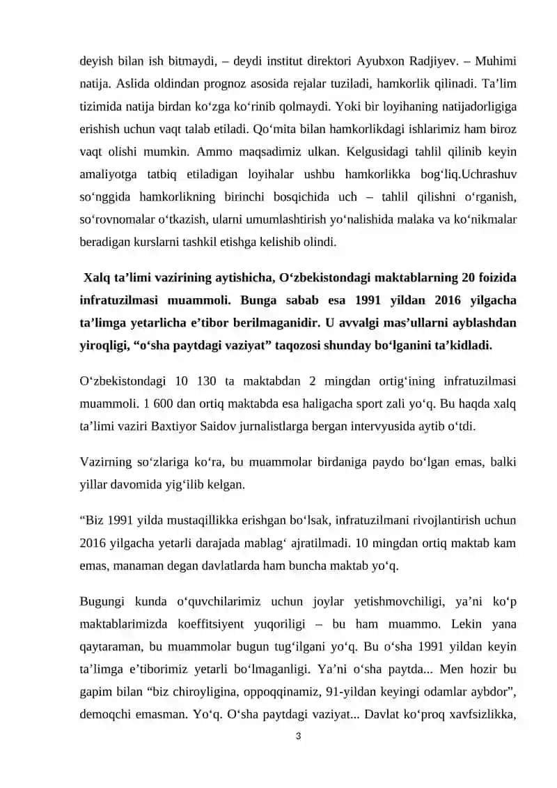 XALQ TA`LIMI STATISTIKASI 3