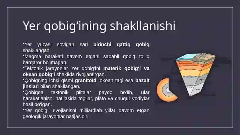 Yer Taraqqiyoti, Minerallar, Tog‘ Jinslari va Relyef Tizimlarining Umumiy Tahlili 3