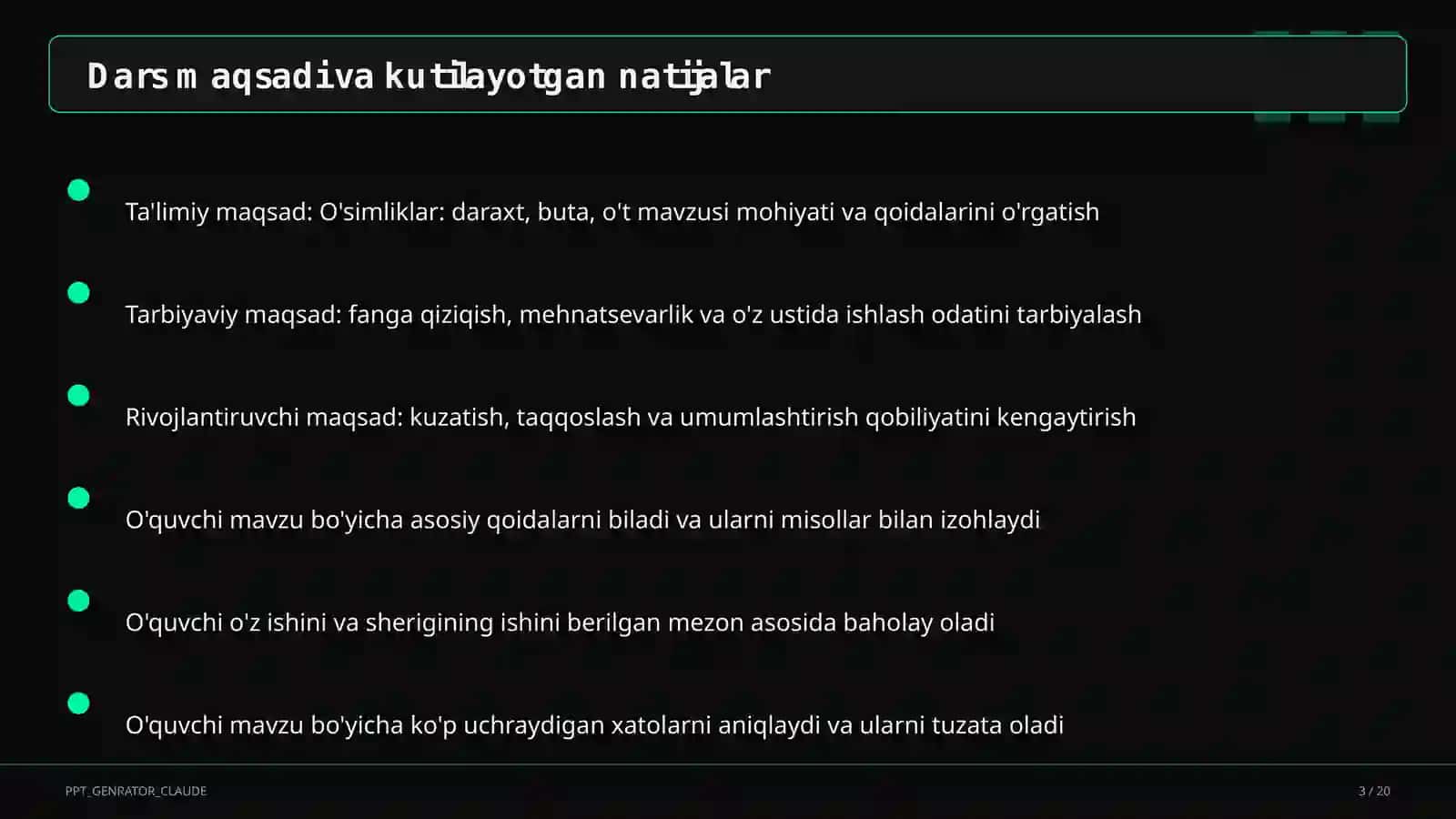 O'simliklar: daraxt, buta, o't (1-sinf) 3