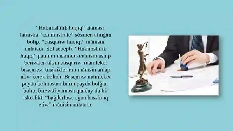 Hákimshilik huqiq pániñ ózine tán qásiyetleri 3