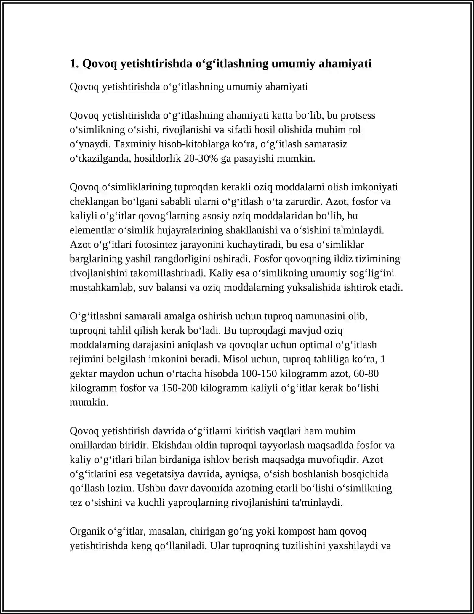 QOVOQ YETISHTIRISHDA O‘G‘ITLASHNING AHAMIYATI (KALIY, FOSFOR, AZOT VA BOSHQALAR) 3