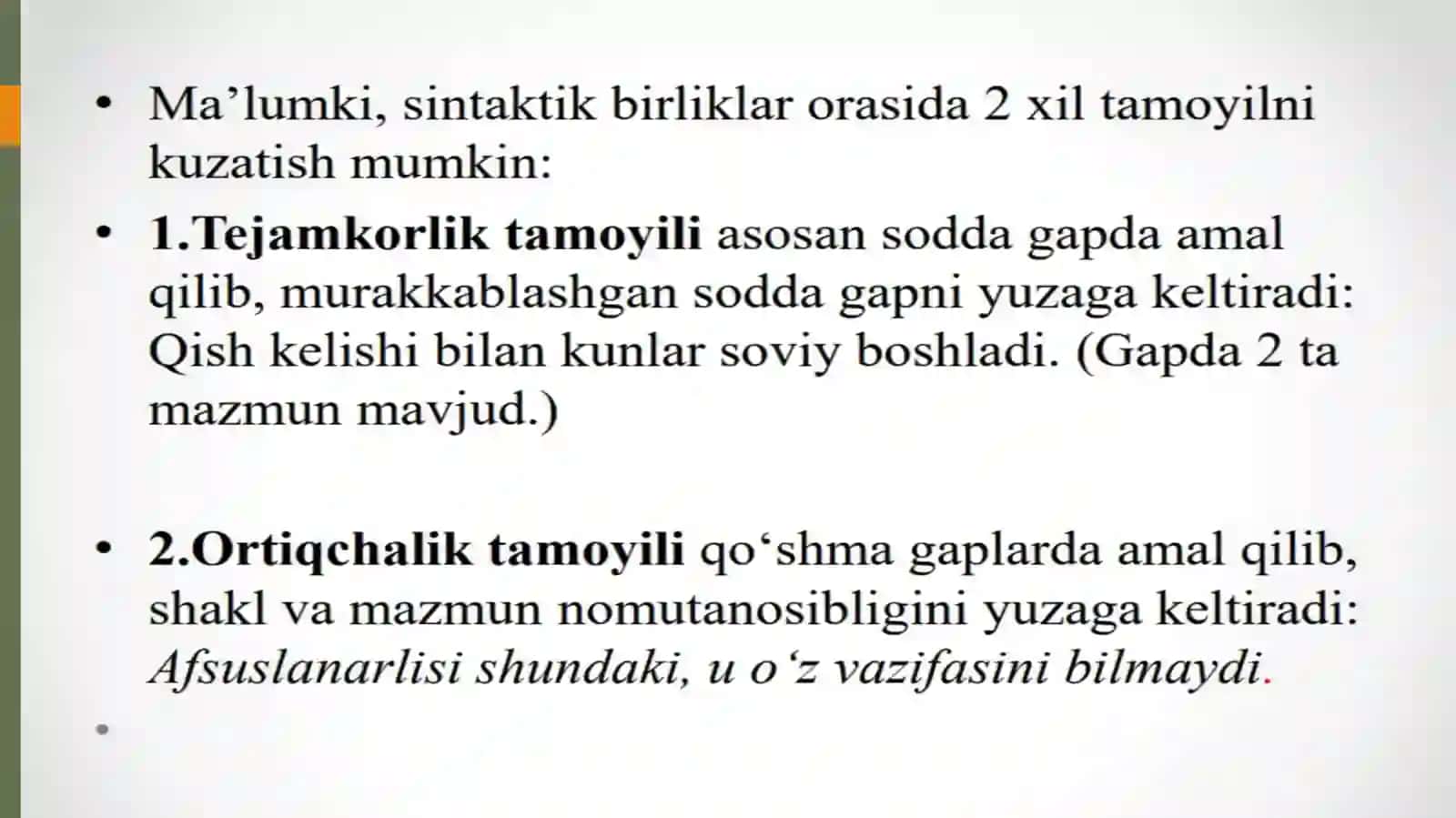 MURAKKAB SINTAKTIK BIRLIKLAR (Sodda gapning murakkablashuvi) 3