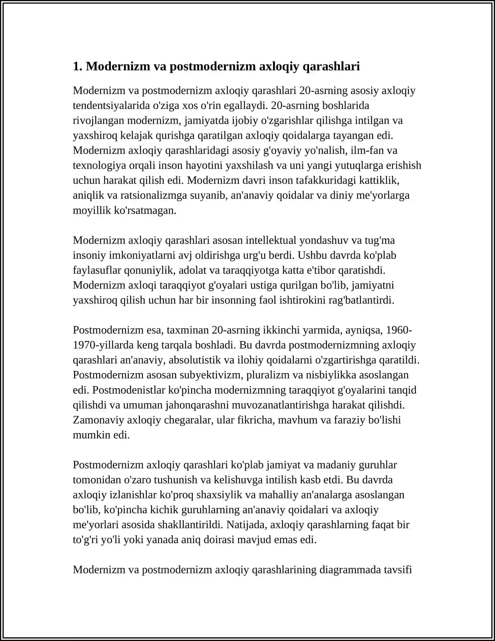 20-ASRNING ASOSIY AXLOQIY TENDENTSIYATSIYALARI DIAGRAMMA KO'RINISHIDA 3