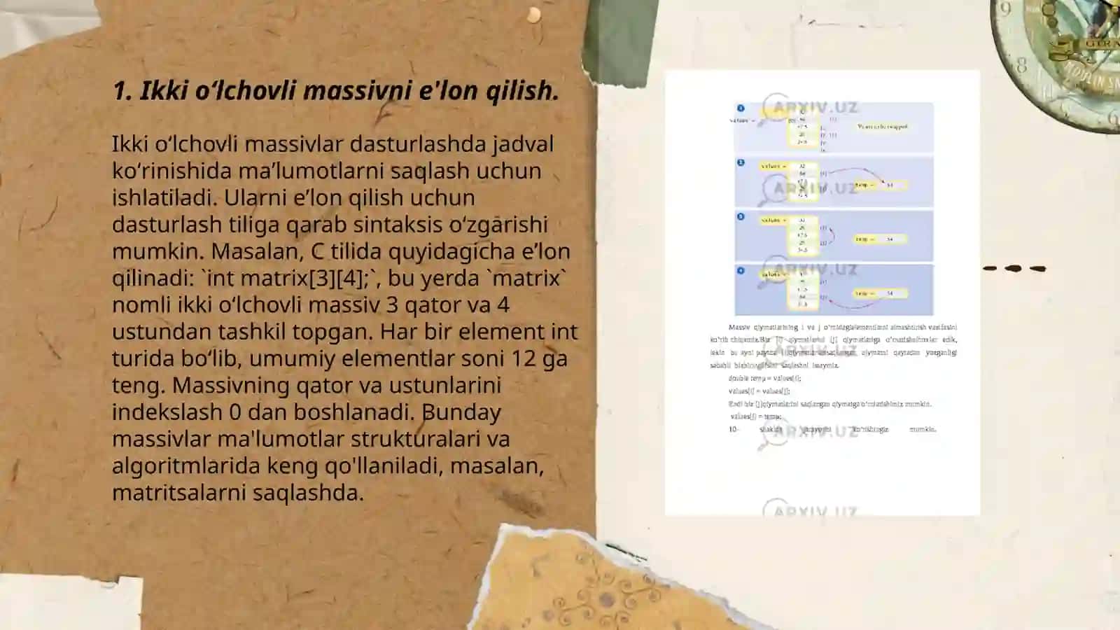 C++ tilida "Ikki oʻlchovli massiv" 3