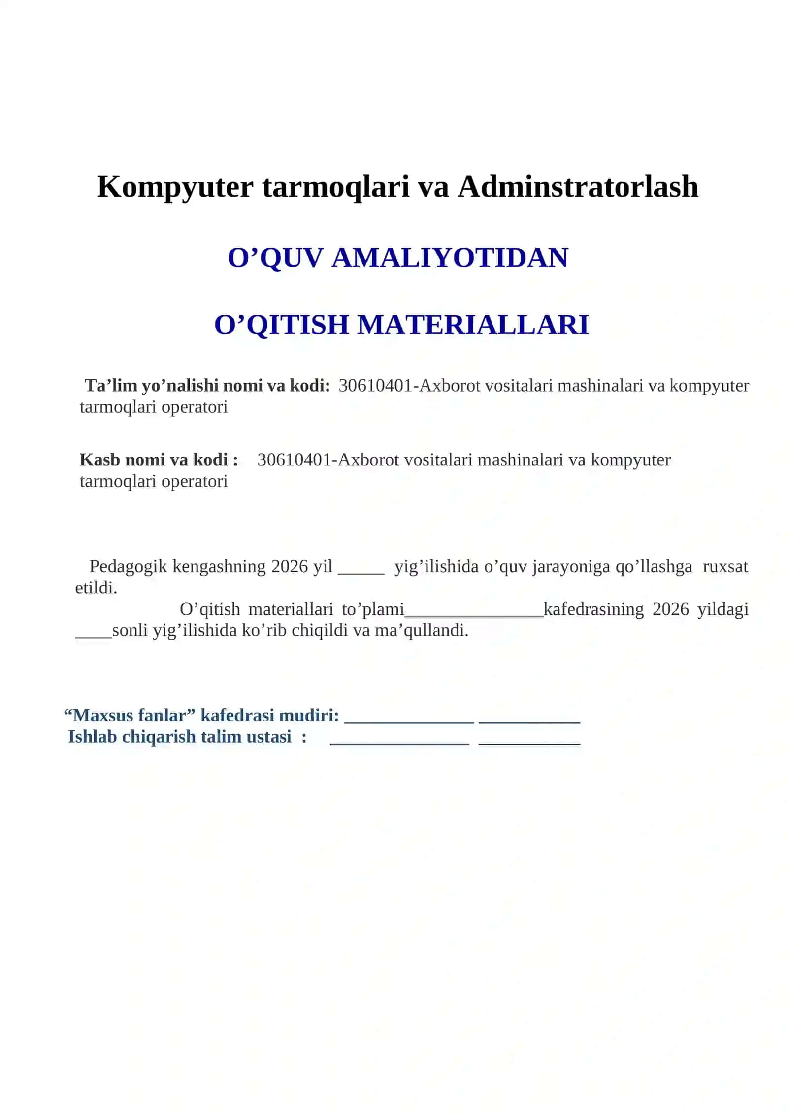 Kompyuter tarmoqlari va Adminstratorlash 3