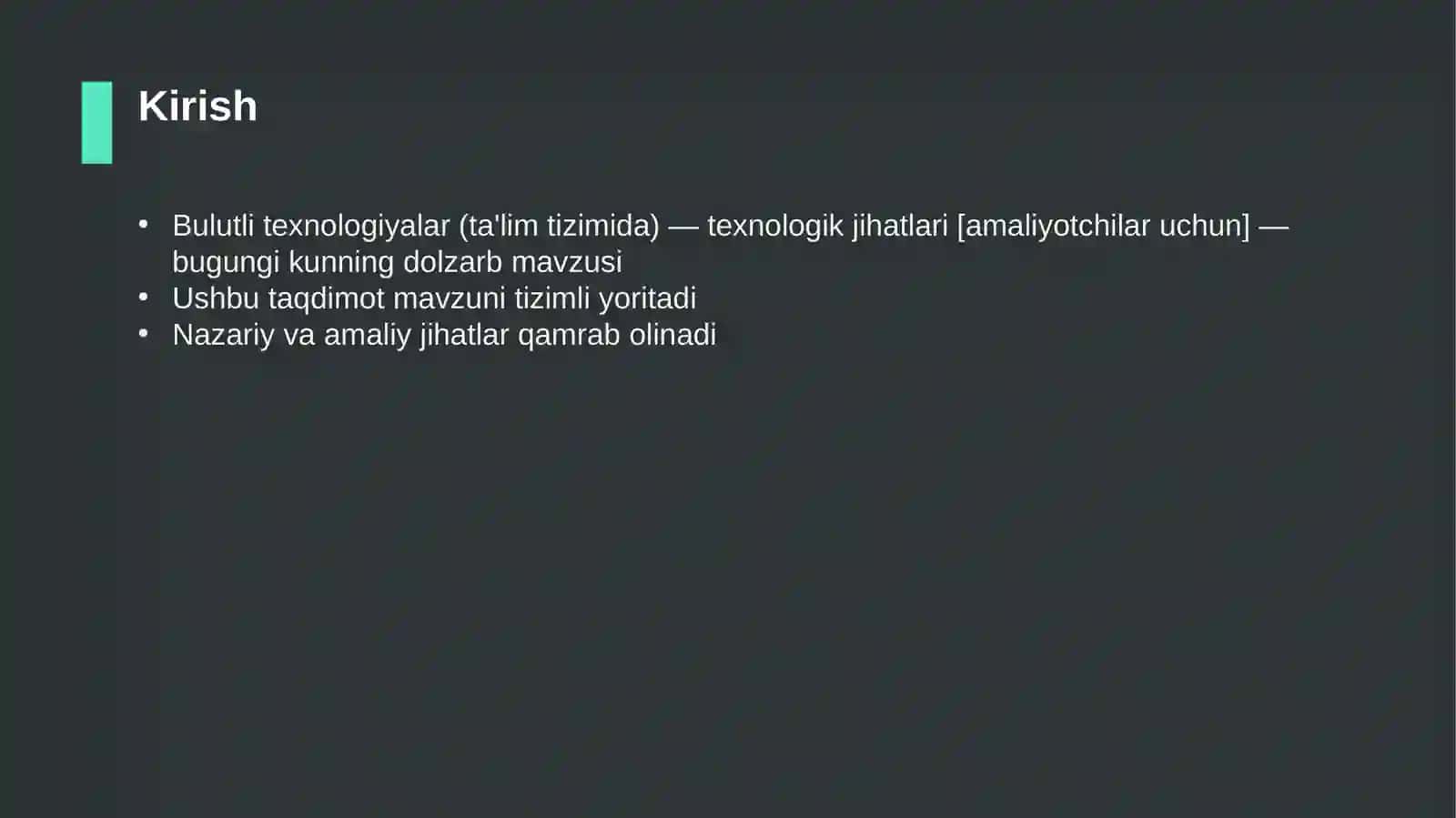 Bulutli texnologiyalar (ta'lim tizimida) — texnologik jihatlari [amaliyotchilar uchun] 3