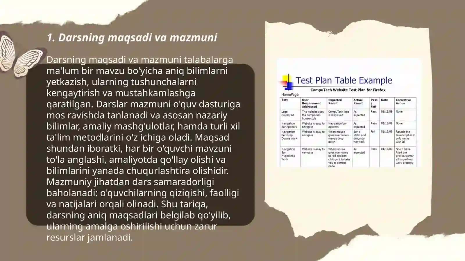 Dars rejasi,darsga qòyiladigan talablar 3