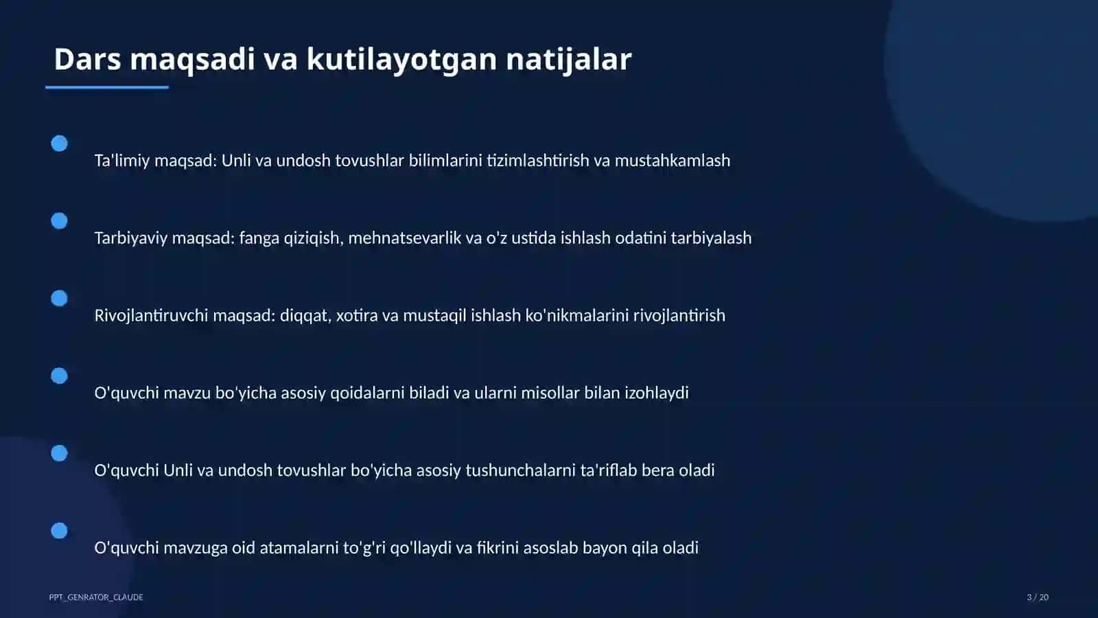 Unli va undosh tovushlar (1-sinf) 3