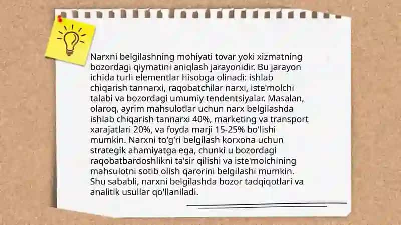 Narxni belgilash va unga taʼsir etuvchi omillar 3