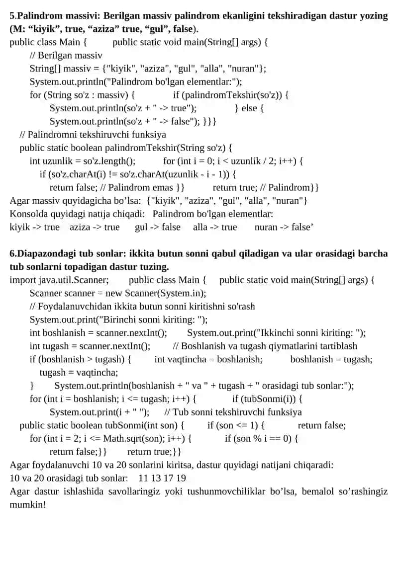 Elementlarning yig'indisini va o'rtachasini hisoblang 3