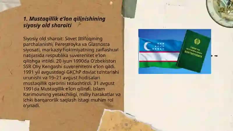 Mustaqil Oʻzbekiston Respublikasining tashkil topishi va uning tarixiy ahamiyati 3