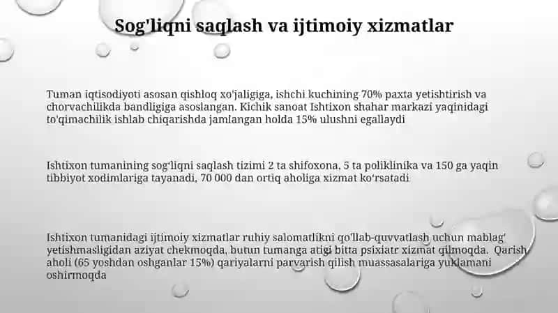Ishtixon tumani iqtisodi 3