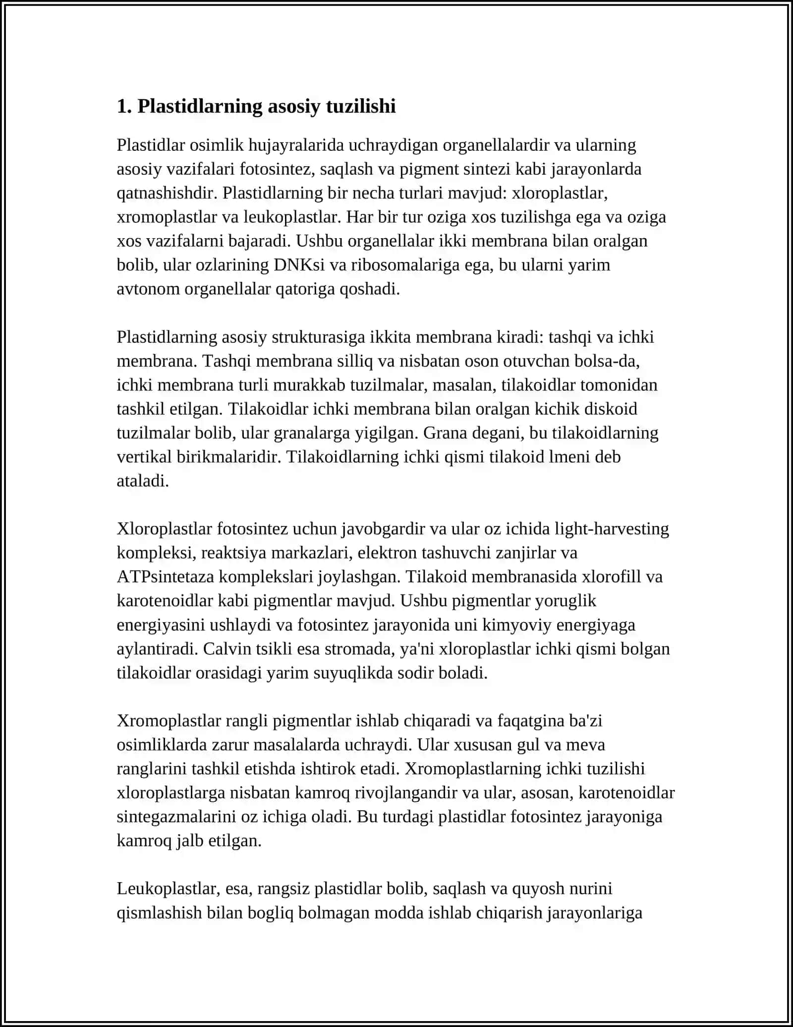 PLASTIDALARNING TUZILISHI, TIPLARI VA VAZIFAKARI 3
