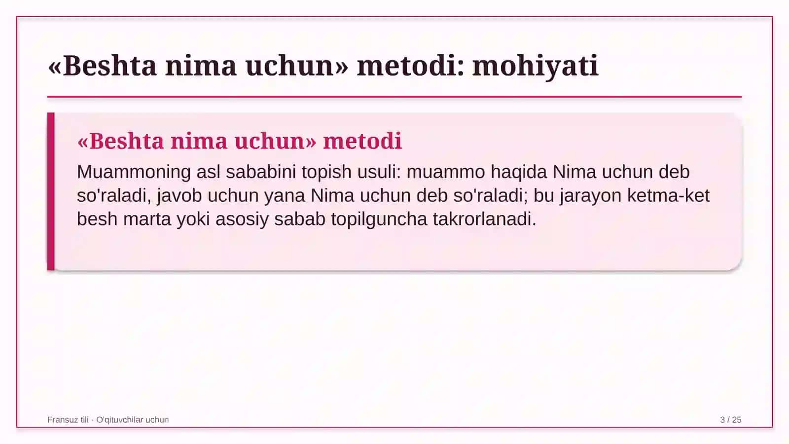 fransuz tili darslarida beshta nima uchun metodidan foydalanish 2226 3