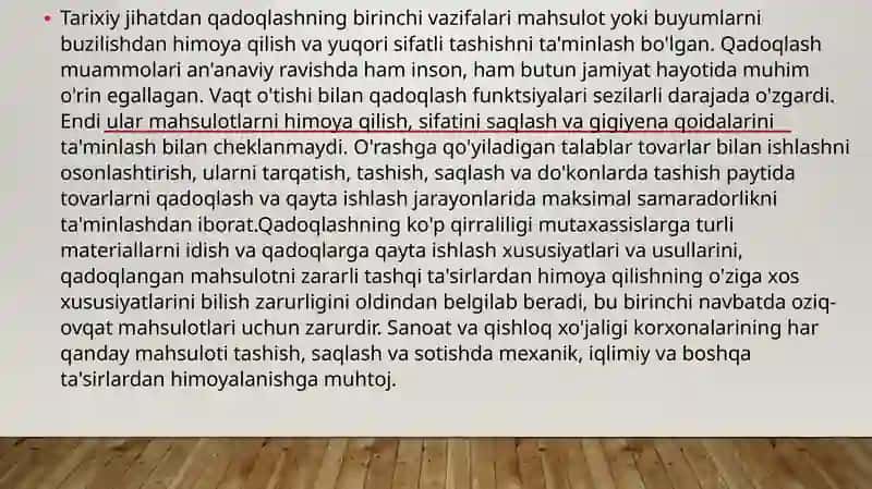 Qadoqlashning asosiy vazifalari 3