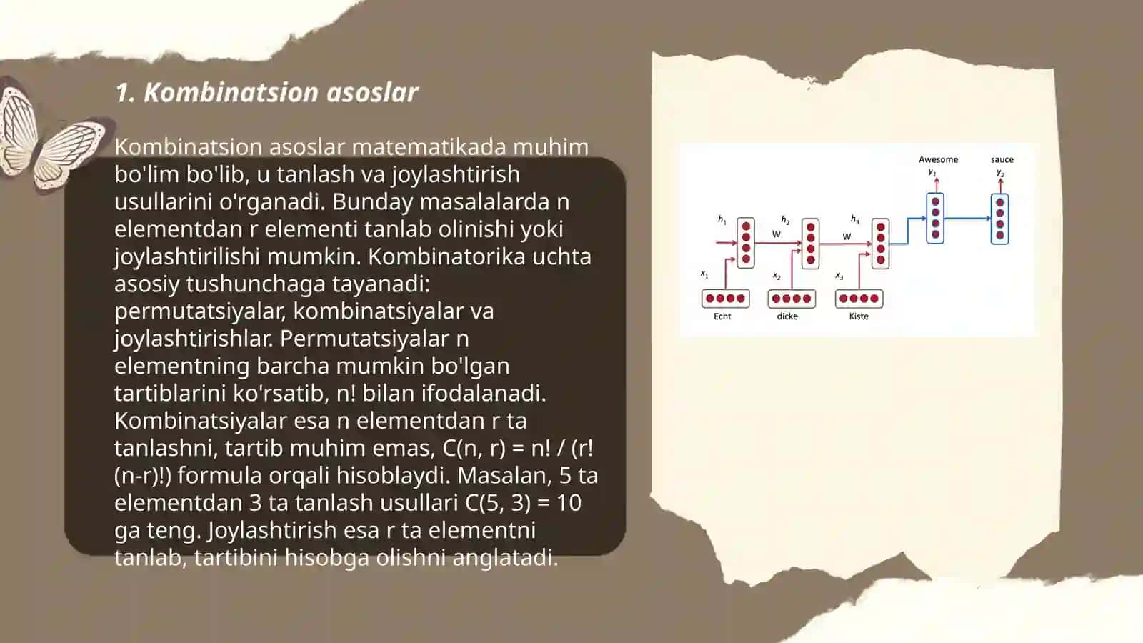 Kombinatsiyalar.Rekurent munosabatlar 3
