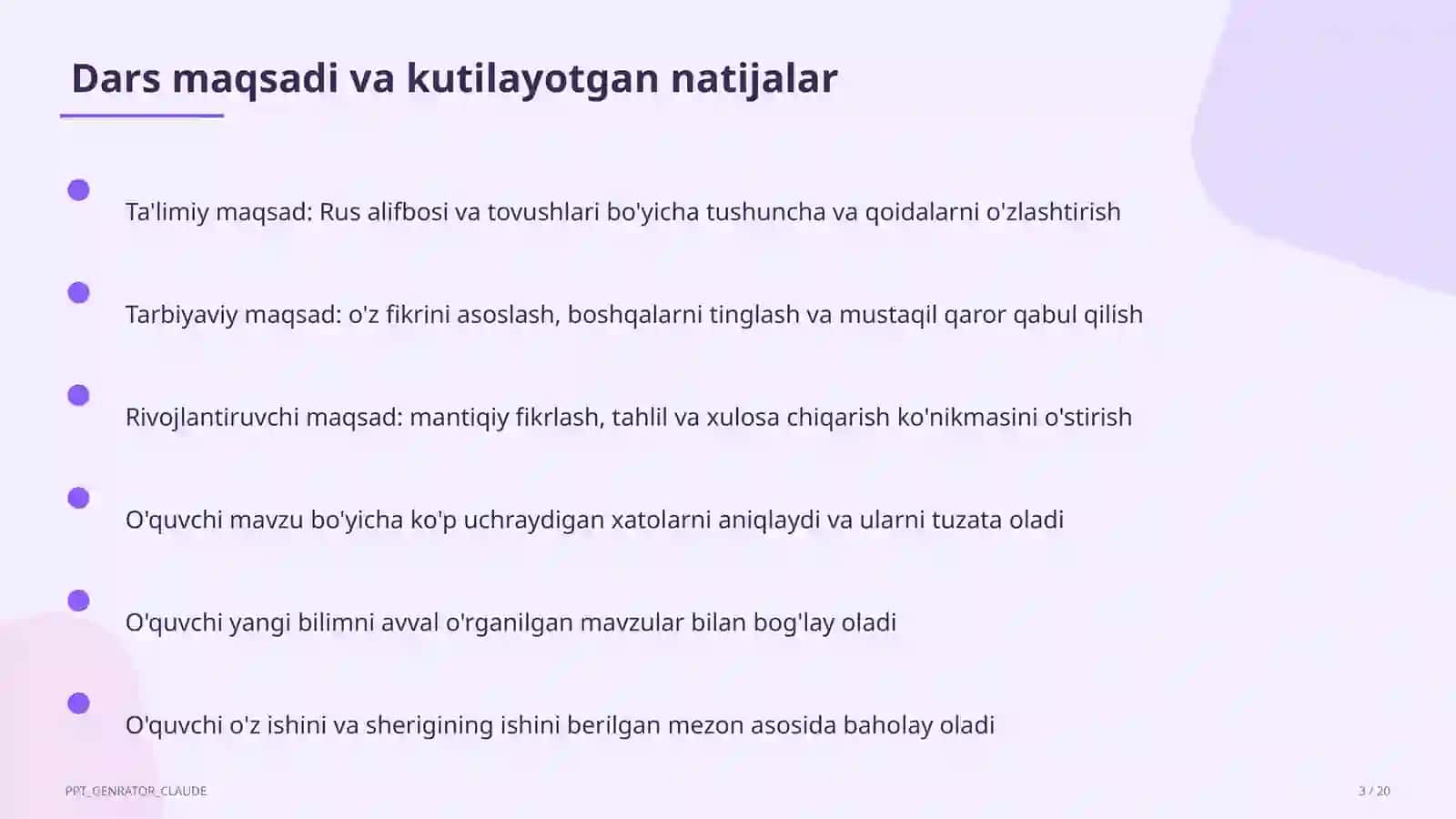 Rus alifbosi va tovushlari (2-sinf) 3