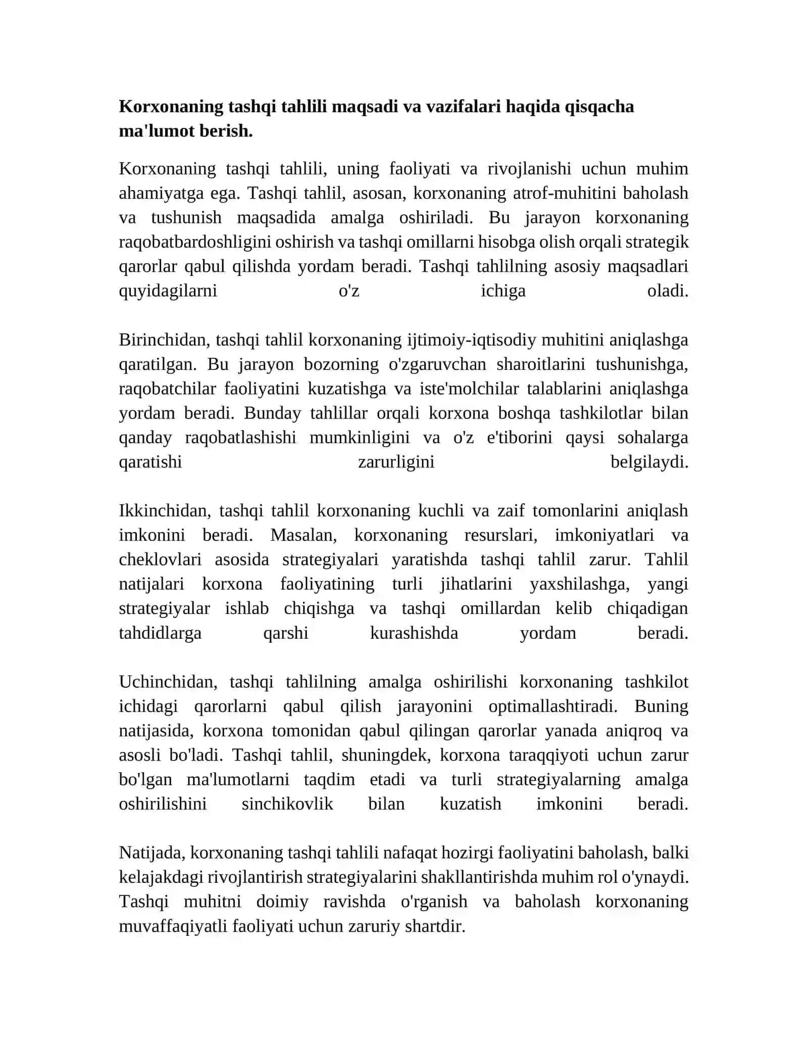 Korxonaning tashqi tahlili 3