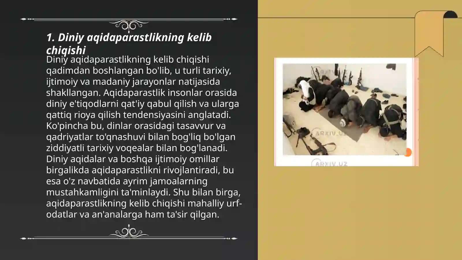 Diniy aqidaparastlik (fanatizm), ekstremizm paydo boʻlishining ijtimoiy-tarixiy zaminlari va rivojlanishi 3