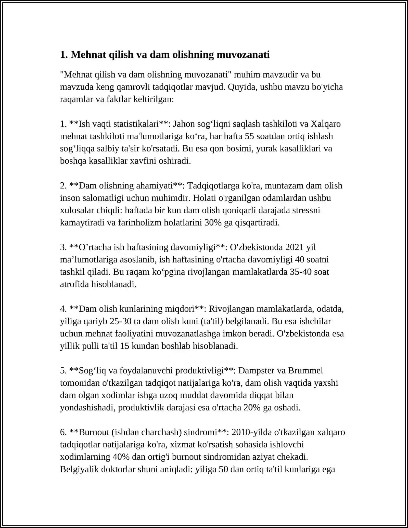 MEHNAT QILISH VA DAM OLISH O'RTASIDAGI BOG'LIQLIK 3