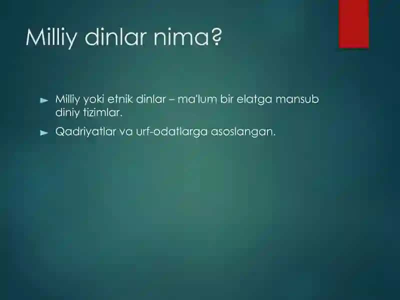 Milliy dinlar 3