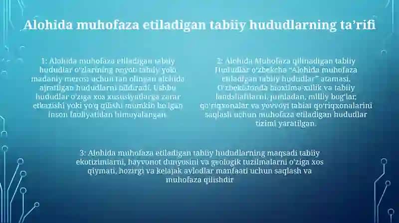 Alohida Muhofaza Etiladigan Tabiiy Hududlar 3