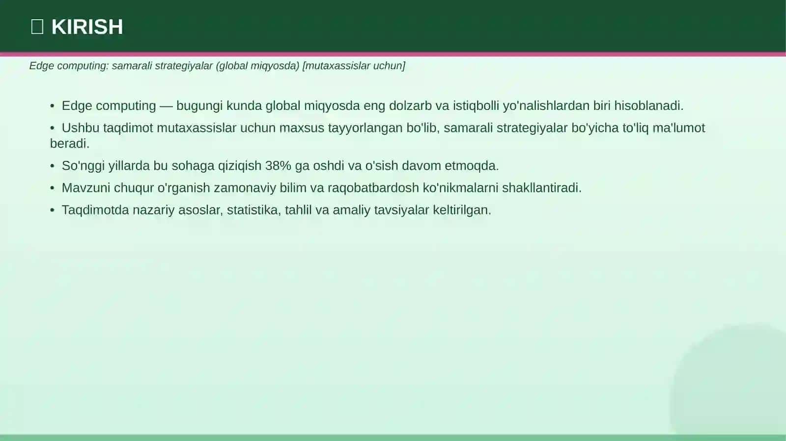 EDGE COMPUTING Samarali strategiyalar — global miqyosda MUTAXASSISLAR UCHUN 3