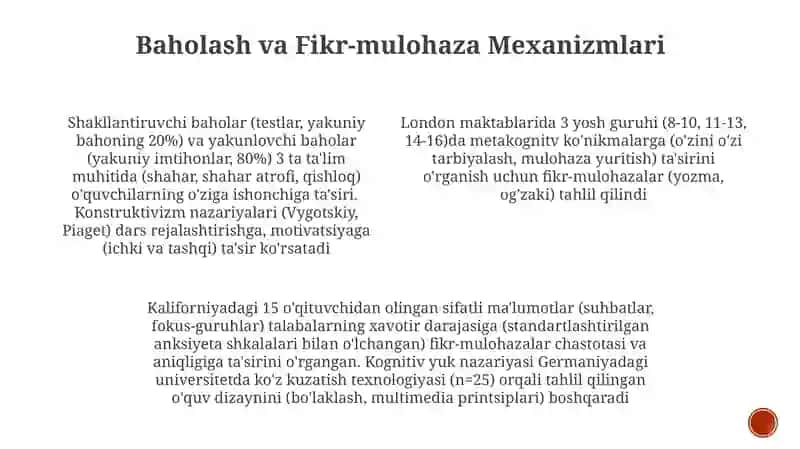 Ta'lim nazariyasi va didaktika va Ta'lim oluvchilarga psixologik ta'sir ko'rsatish 3